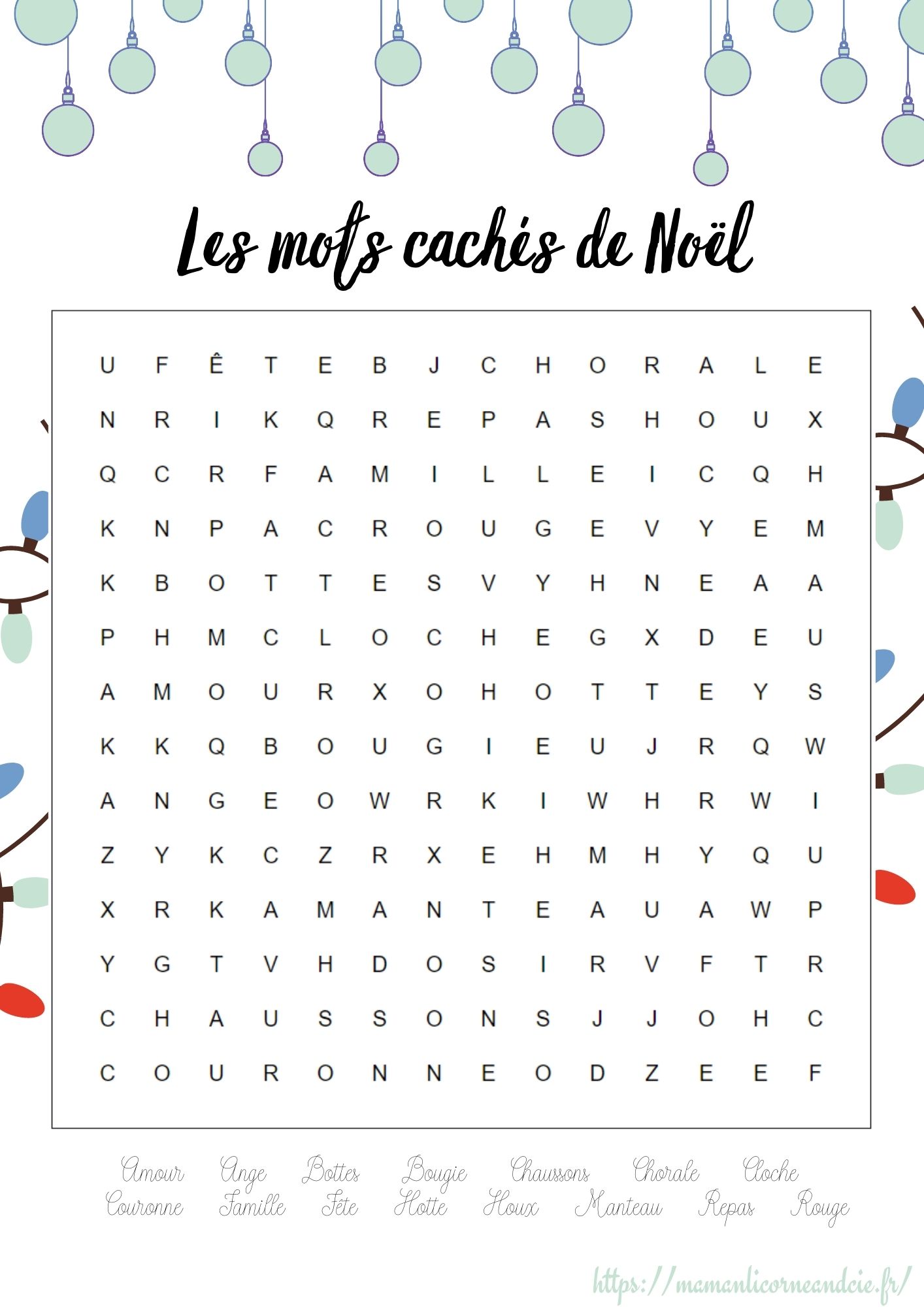 Jeux de Noël à imprimer pour adulte - Activités Noël - Carte de